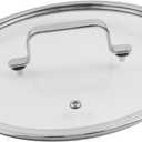 LC LICTOP Flat Tempered Glass Lid, Fit for 10 Inch Cookware, Universal Pot and Pan Cover Replacement - Dishwasher Oven Safe, Glass Cover with Stainless Steel Edge & Rectangular Handle for Kitchen (Silver B)