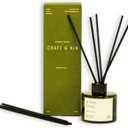Craft & Kin Amber Moss Reed Diffuser | All Natural Essential Oil & Rattan Scent Sticks | Fall Reed Diffusers for Home, Bathroom | Long Lasting Home Fragrance in Green Glass, 3.4oz