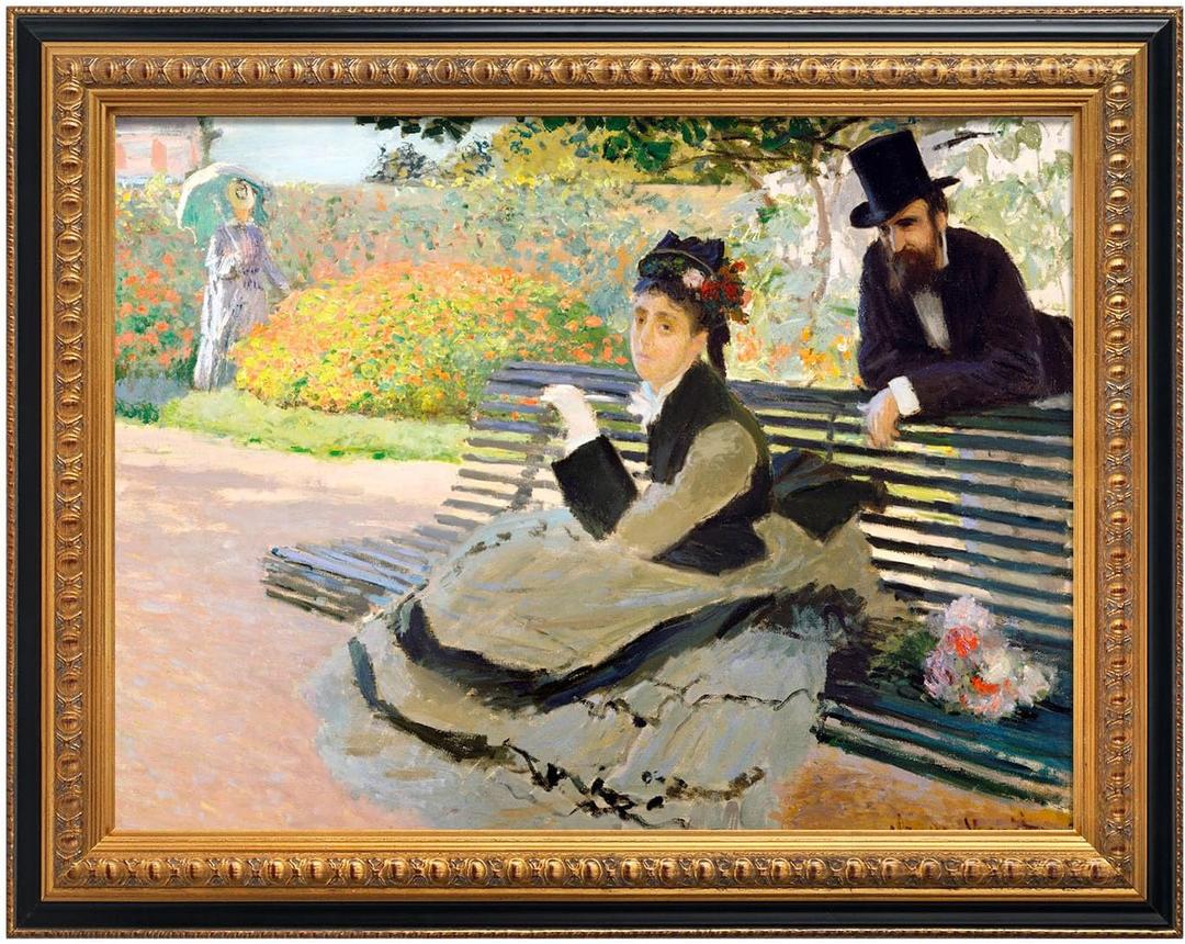 FOLKOR Canvas Frame for 16x20 Paintings, Finished Antique Ornate Frame for Landscape Portrait, Black and Gold Wood Frame for Home Office Gallery Wall Decor (No Plexiglass & Backing Board)