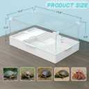 Small Turtle Starter Kit with Integrated Pump, Basking Light, Clear Acrylic 3-Layer Easy Cleaning Turtle Tank Aquarium for Small Reptiles