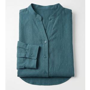 Women's Casual Linen Shirt, Comfortable Long-Sleeve, Size L