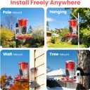 Smart Hummingbird Feeder Camera with AI Identification, 2.5K HD & Color Night Vision, Solar Powered Outdoor, IP66 Weatherproof – Garden Decor & Premium Gift for Mom, Red