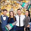 Champagne Bottle Balloons Balloon Garland Arch Kit, Happy New Year Years Decorations 2026, Gold Clear White Balloons for Birthday Bachelorette Bride To Be Bridal Shower Party Decorations