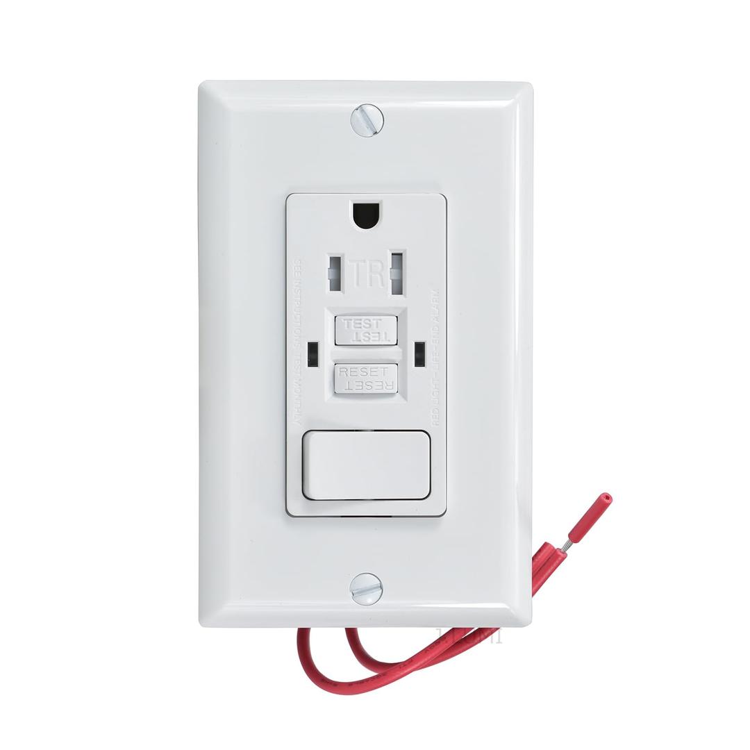 GFCI Switch Outlet Combo 15 Amp 120V, Tamper Resistant GFCI Outlet with Switch and Wall Plate, White, ETL Listed Safe Electrical Receptacle