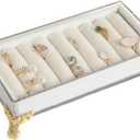 GemeShou velvet slots Ring holder for jewelry organizer, Earring ring display stand for selling, felt ring jewelry holder tray showcaseVelvet slots Ring Holder-White