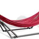 Best Home Fashion Hammock with Collapsible Steel Stand 450 lbs Capacity & Carrying Case, Portable & Adjustable, Perfect for Camping Beach Summer Patio, EZ Daze Foldable Hammock with Stand- RED