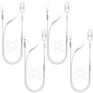 Set of 4 Hearing Aid Clips, Adjustable Hearing Aid Lanyard Anti-Lost BTE Clip String with 12 Pairs Silicone Loops, Hearing Protection Accessories for Adults & Kids, Binaural, Grey
