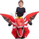 Inflatable Dragon Costume Ride On Halloween Blow Up Costumes for Themed Party Dress Up Cosplay Red (Kids)
