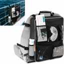 Boat Seat Backpack Boat Backseat Storage Organizer with Mesh Pockets, Handle and Adjustable Back Belt, Waterproof Boat Storage Bag for Swimsuit Boating Accessories, Black