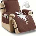 XINEAGE 100% Waterproof Recliner Cover, Non Slip Recliner Chair Cover with Elastic Band, Washable Recliner Slipcover with Storage Pockets for Kids, Pets (Coffee, 28")