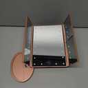 deweisn Dresser Mount Tri-Fold Lighted Vanity Mirror with 21 LED Lights, Touch Screen and 3X/2X/1X Magnification, Two Power Supply Modes Make Up Mirror,Travel Mirror