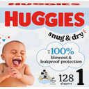 Huggies Size 1 Diapers, Snug & Dry Newborn Diapers, Size 1 (814 lbs), 128 Count