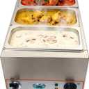 CTJ 3-Pan Commercial Food Warmer 1500w Electric Steam Table Food Warmer Stainless Steel Bain Marie Buffet Countertop with 3 x 1/3 Size Pan (Include Lid and Tap) for Home, Catering, Restaurants