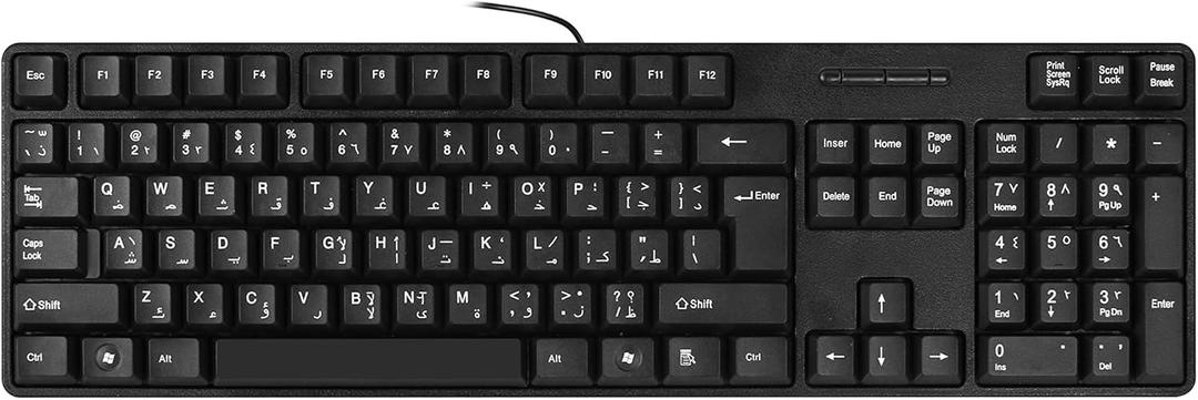 M MC Saite MCSaite Wired Arabic/English Computer Keyboard, Full-Size Keyboard, 104-keys, USB Plug-and-Play, Foldable Stands, Compatible with PC, Laptop