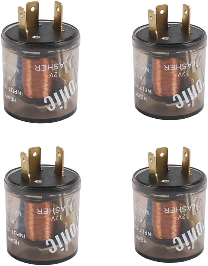 4 pcs 12V 3 Pin Electronic LED Flasher Relay Round Heavy Duty Electronic Turn Signal Light Blinker 3 Prong Turn Signal Flasher Relay