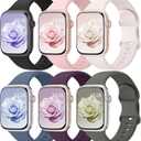6 Pack Sport Bands Compatible with Apple Watch Bands 38mm 40mm 41mm 42mm 44mm 45mm 46mm 49mm for Women Men, Soft Wristband Silicone Sport Strap for iWatch Bands Series 11 10 9 8 7 6 5 4 3 2 1 Ultra SE