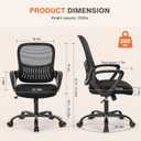 Sweetcrispy Home Office Managerial Executive Chair with Ergonomic Design, Mid-Back Mesh 360 Swivel, Comfortable Lumbar Support, Comfy Arms for Bedroom,Study,Student, Black, 18.5"D