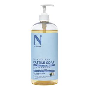 Dr. Natural Castile Liquid Soap, Peppermint, 32 oz - Plant-Based - Made with Organic Shea Butter - Rich in Coconut and Olive Oils - Sulfate and Paraben-Free, Cruelty-Free - Multi-Purpose Soap (32 Fl Oz (Pack of 1))