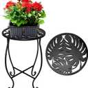 KLUFO 15 Inch Tall Planter Rack, Round Indoor Metal Planter Rack, Decorative Black Planter Rack Plant Table, Rust Resistant Potting Rack Outdoor Plant Stand for Home Garden 1 Piece