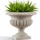 20" H Large Roman Urn Planter, Lightweight Weatherproof Plastic Flower Pot