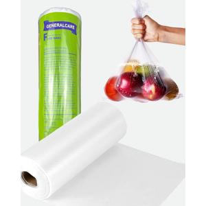 300 Pcs/Roll Crystal Clear Plastic Produce Bags, 12.5 x 16.5 IN Food Storage Roll Bags for Kitchen, Fruits, BPA Free