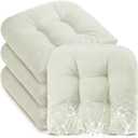 Barydat 4 Pcs Outdoor Chair Cushions 18.9 x 18.9 Inch Waterproof Sun Protection Patio Furniture Overstuffed Seat Cushion Chair Pad with Round Corner for Indoor(Cream)