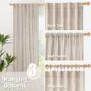 YoungsTex Short Linen Kitchen Curtains 40 Inch Length for Window Over Sink, Semi Sheer Cafe Drapes Light Filtering with Rod Pocket Back Tab for Bathroom, 42 X 40 Inch, 2 Panels