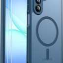 Ezanmull for Samsung Galaxy A17 5G Phone Case Magnetic Shockproof, [Fit for MagSafe] [Glass Screen Protector] Soft-Touch Skin para Frosted Translucent Anti-Fingerprint Cover (Blue)