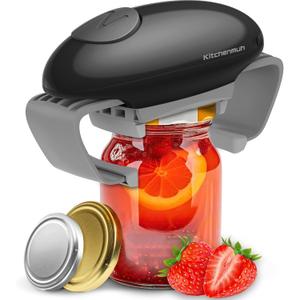 Higher Torque Electric Jar Opener for Seniors with Arthritis Fit Almost Jars Size, Strong Tough Automatic Jar Opener for Weak Hands, Hands Free Battery Operated Bottle Opener for Arthritic Hands Black