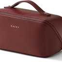 EACHY Travel Makeup Bag,Large Capacity Cosmetic Bags for Women,Portable Pouch Open Flat Toiletry Bag Make up Organizer with Divider and Handle