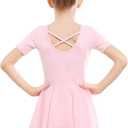 Stelle Ballet Leotards for Girls Dance Leotard with Skirt Toddler Ballet Outfit Criss-Cross Bow Back  (4T)