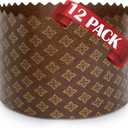 15 oz Kulich Mold Easter Bread Forms |12 pack| Bread Paper Paska Large Brown Non Stick Panettone Baking Molds Universal - Brown Design W 5.1 x H 3.35-In