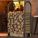 Fire Beauty Firewood Rack Log Holder,Log Storage Holder,Storage Rack,Firewood Stacker for Fireplace Indoor Outdoor(Adjustable)