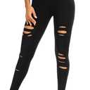 FULLSOFT Buttery Soft Leggings for Women - High Waisted Tummy Control No See Through Workout Yoga Cycling Tights Pants (XX-Large-3X-Large, S-black (Fashion Ripped))
