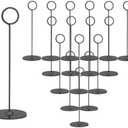 Urban Deco 16 Pieces Table Card Holder 8 inches Table Number Holders Place Steel Card Holders for Photos, Food Signs, Memo Notes, Weddings, Restaurants, Birthdays (Black)