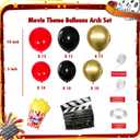 Movie Theme Birthday Party Decorations, Movie Theater Decorations, Backdrop, Balloons Arch,Popcorn Camera Clapboard foil balloons for Movie Night Birthday Party Decorations