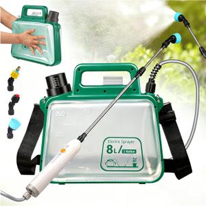 2.1 Gallon Battery Powered Sprayer, Upgraded Electric Weed Sprayer with USB Rechargeable Handle Retractable Wand, 3 Mist Nozzles Leak-Proof & Chemical-Resistant for Lawn,Garden,Farm (Green)