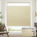 Lazblinds Upgraded Top Down Bottom Up (TDBU) Honeycomb Blinds, No Drill No Tools Easy Install Cordless Cellular Shades for Windows 36" W x 64" H, Beige - Blackout