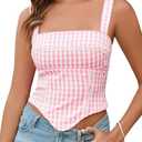 KUTUMAI 2025 Summer Gingham Bustier Sexy Square Neck Sleeveless Tank Top Going Out Corset Top for Women Size M