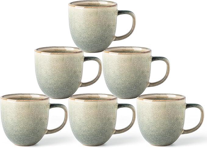 GBHOME Ceramic Coffee Mugs Set of 6, 12oz Stoneware Coffee Mugs Set For Dad Mom Women MEN, Lightweight Coffee Cups for Latte/Tea/Beer/Hot Cocoa, Dishwasher & Microwave Safe