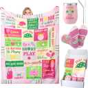 Patelai 5 Pcs Dink Ball Gifts for Women Funny Dinkball Blanket 12 oz Stainless Insulated Tumbler Novelty Socks Dinkball Lover Gift for Player Coach Christmas Birthday Mother Day (Pink, Green)