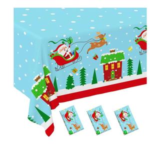 Christmas Party Supplies - Santa-Themed Disposable Tablecloth - Includes 3 Pack of 54X108inch Waterproof Plastic Table Covers - Perfect Merry Christmas Party Decorations