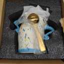 Canister With Attitude,Large Capacity Cute Sassy Tea Pot Storage with Airtight Lid Fun Food Jar Stylish Teapot Large Ceramics Lid, Creative for Coffee, Tea, Sugar, and Spices,With Spoon (Cyan)