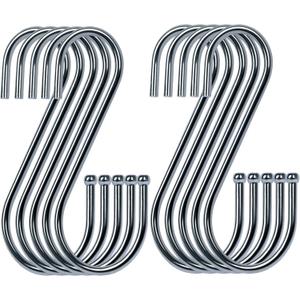 2 x 20 Pack S Hooks for Hanging, Heavy Duty S Shaped Hooks Stainless Steel Metal Hangers Hanging Hooks for Kitchen, Clothes, Plants, Work Shop, Pots, Pans,Bags, Cups, Garden