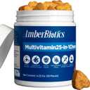 25-in-1 Dog Multivitamin Supplement, Rich in Various Vitamins, Helps Maintain Healthy Leg Joints, Skin, and Coat, Promoting Overall Health. Chicken Flavored chewable Tablets, 30 Tablets