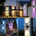 KIZON Modern RGBCW Outdoor Sconce Color Changing, Dimmable Porch Light, Black, 4x4x12 inches, App Control with Remote, Compatible with Alexa Google Assistant, ETL Listed