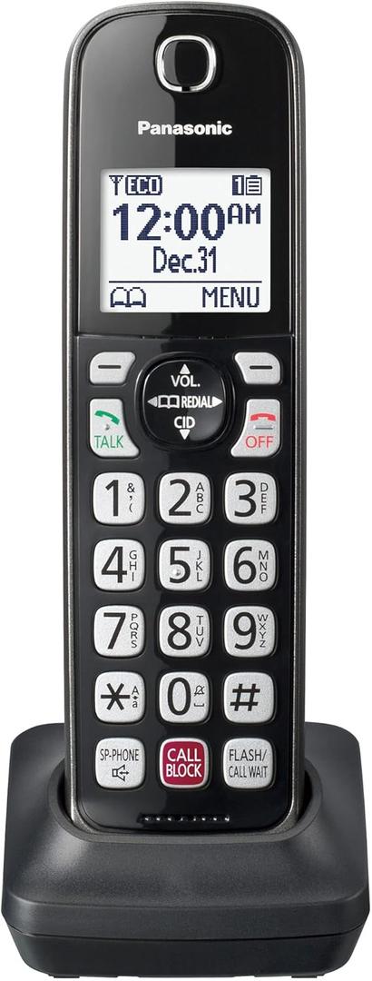 Panasonic Additional Cordless Phone Handset for use with KXTGD81x and KXTGD83x Series Cordless Phone Systems  KXTGDA83M (Metallic Black)