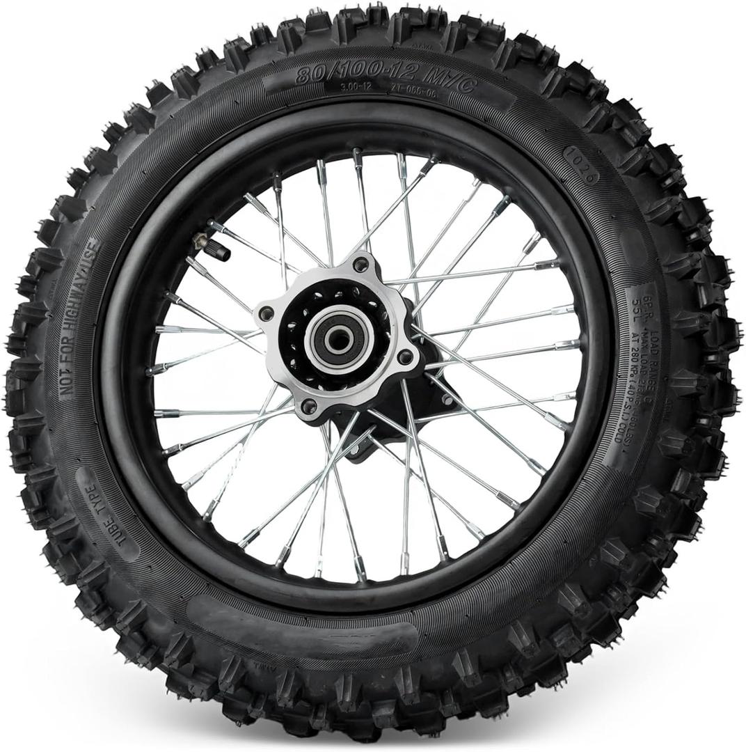 E-Bike Rear Wheel Outer Tire Accessories Compatible with Tutto Tutti Soleil 01 Series, 80/100-12 Rubber Metal Black Replacement Electric Dirt Bike Bicycle Parts Reinforced & Wear-Resistant