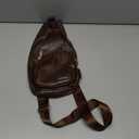 Peicees Leather Sling Bag Mens Crossbody Bag Chest Bag Sling Backpack for Men with USB Charge Port (Medium, Dark Brown)