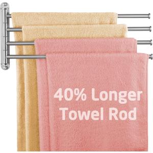 KES Extra Long Swivel Towel Bar 19.5" 4-Arm, Swing Out Towel Rack for Bathroom Wall, Hand Towel Holder for Multiple Towels, SUS304 Stainless Steel Brushed Finish, A2103S4L50-2